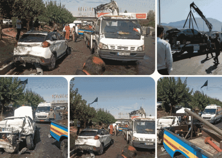 تصادف زنجیره ای در بزرگراه کرج _ تهران ۱۰ مصدوم برجای گذاشت